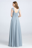 Addyson A-Line/Princess Spaghetti Straps Off The Shoulder Natural Waist Chiffon Sleeveless Floor Length Bridesmaid Dresses