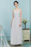 Kaitlin Natural Waist Spaghetti Straps Sleeveless A-Line/Princess Tulle Floor Length Bridesmaid Dresses