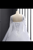 Sweetheart Wedding Dresses A Line With Beading Rhinestones Tulle Long Sleeves PSZXZKBT