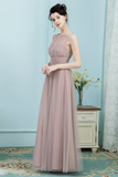 Cheryl Spaghetti Straps Sleeveless Floor Length A-Line/Princess Tulle Natural Waist Bridesmaid Dresses