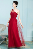 Martha A-Line/Princess Chiffon Natural Waist Sleeveless Floor Length One Shoulder Bridesmaid Dresses