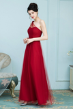 Martha A-Line/Princess Chiffon Natural Waist Sleeveless Floor Length One Shoulder Bridesmaid Dresses