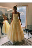 Daffodil V-Neck A-Line Tulle Long Prom Dresses P6ZD2MEP