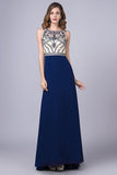 2024 Prom Dresses Scoop A Line Full Length Beaded Tulle Bodice With Chiffon Skirt Ready To PYS2RXSM