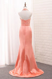 2024 Satin Mermaid Halter Bridesmaid Dresses With PLA1LC5R