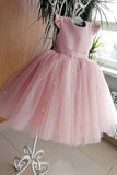 Lovely Pretty Pink Round Neck Tulle Flower Girl Dresses, Cheap Wedding Little Girl STI15258