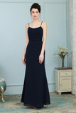 Rebekah Floor Length Spaghetti Straps Trumpet/Mermaid Natural Waist Sleeveless Chiffon Bridesmaid Dresses