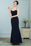 Rebekah Floor Length Spaghetti Straps Trumpet/Mermaid Natural Waist Sleeveless Chiffon Bridesmaid Dresses