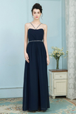 Mariyah A-Line/Princess Sleeveless Floor Length Natural Waist Chiffon Straps Bridesmaid Dresses