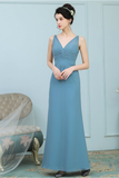 Ali V-Neck Natural Waist Sleeveless A-Line/Princess Chiffon Floor Length Bridesmaid Dresses