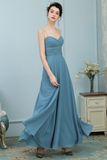 Cameron Spaghetti Straps A-Line/Princess Sleeveless Natural Waist Floor Length Chiffon Bridesmaid Dresses