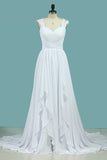 2024 Wedding Dresses A Line Chiffon Off The Shoulder With Applique PMNE4KP9