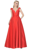 2024 V-Neck Bubble Shoulder A-Line Satin Evening PKJ1LTLG