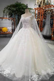 2024 Fantastic Scoop Neck Wedding Dresses Lace Up With Appliques PKXLA8BL