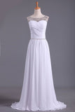 2024 Prom Dresses Scoop A Line Chiffon With Beads And PDEH982B