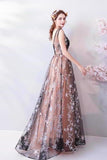 Charming Floor Length Sleeveless Prom Dress With Stars A Line Appliques PD46DR4B