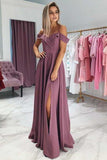 Pretty Off The Shoulder Spaghetti Straps Long Elegant Prom Dresses PDG1CLAP