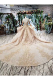 Ball Gown Wedding Dresses V Neck Cap Sleeves Top Quality Appliques P4RMQLJJ