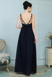 Meghan V-Neck Sleeveless Floor Length Chiffon Natural Waist A-Line/Princess Bridesmaid Dresses