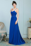 Alicia Chiffon A-Line/Princess Natural Waist Sweep-Brush Train Sleeveless Spaghetti Straps Bridesmaid Dresses