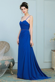 Alicia Chiffon A-Line/Princess Natural Waist Sweep-Brush Train Sleeveless Spaghetti Straps Bridesmaid Dresses