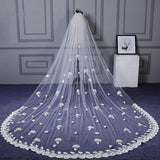 3M Tulle Ivory Wedding Veils with Appliques, Fashion Hand Made Flowers Wedding Veils STI15544