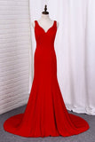 2024 New Arrival Prom Dresses V Neck Spandex Mermaid PNPH8XGY