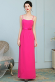 Aspen Chiffon Natural Waist Spaghetti Straps Floor Length Sleeveless Sheath/Column Bridesmaid Dresses