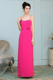 Aspen Chiffon Natural Waist Spaghetti Straps Floor Length Sleeveless Sheath/Column Bridesmaid Dresses