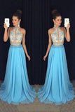 2024 Two Pieces Prom Dresses A-Line Chiffon With Beaded Bodice PZP2BR9X