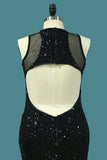 2024 Sheath Scoop Sequined Bodice Prom Dresses P1XBZAZY