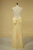 2024 Spandex Scoop Prom Dresses Mermaid/Trumpet With Pearls And P4371GJE