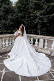 Ball Gown Off the Shoulder Satin White Sweetheart Wedding Dresses, Wedding Gowns STI15062