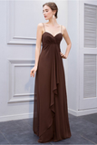 Abbie Sleeveless Spaghetti Straps Floor Length A-Line/Princess Natural Waist Chiffon Bridesmaid Dresses