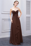 Abbie Sleeveless Spaghetti Straps Floor Length A-Line/Princess Natural Waist Chiffon Bridesmaid Dresses