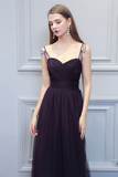 Carleigh Sleeveless A-Line/Princess Floor Length Natural Waist Sweetheart Chiffon Spaghetti Straps Bridesmaid Dresses