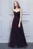 Carleigh Sleeveless A-Line/Princess Floor Length Natural Waist Sweetheart Chiffon Spaghetti Straps Bridesmaid Dresses