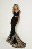 2024 Velvet Evening Dresses V Neck Mermaid With Applique P5NNY2TZ