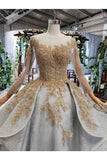 Ball Gown Wedding Dresses Scoop Top Quality Appliques Tulle Beading P1PA14JA