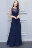 Maleah A-Line/Princess Floor Length Scoop Sleeveless Natural Waist Chiffon Bridesmaid Dresses