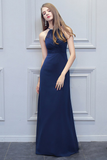 Chasity Scoop Sheath/Column Chiffon Natural Waist Sleeveless Floor Length Bridesmaid Dresses