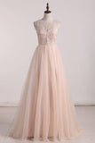 2024 New Arrival Scoop Beaded Bodice Prom Dresses Tulle P8CXJYQG