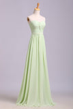 Hot Selling Prom Dresses A Line Floor Length Sweetheart Chiffon Belt Color Sage Discount Price PX2FXA7C