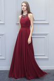 Angelique Sleeveless Halter Chiffon Natural Waist Floor Length A-Line/Princess Bridesmaid Dresses