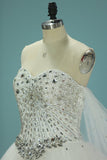 2024 Gorgeous Wedding Dresses Sweetheart With Applique And Beads Chapel Train PEBF3APR