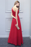 Ivy One Shoulder Natural Waist A-Line/Princess Floor Length Chiffon Sleeveless Bridesmaid Dresses