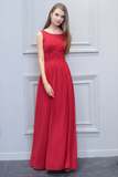 Jimena Scoop Sleeveless Natural Waist Chiffon A-Line/Princess Floor Length Bridesmaid Dresses