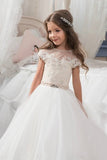 2024 New Arrival Scoop Tulle With Applique Ball Gown Flower PQYH6227