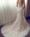 Pink Mermaid Court Train Sweetheart Sleeveless Beading Appliques Wedding Dresses