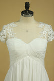 2024 Plus Size Scoop A Line Wedding Dresses Chiffon With P72YKPPS